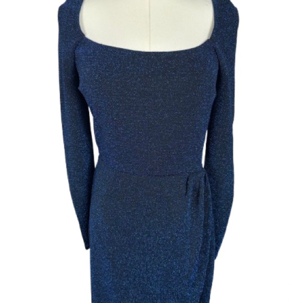 Mi Ami Sparkling Midnight Blue Long Sleeve Dress Size M
